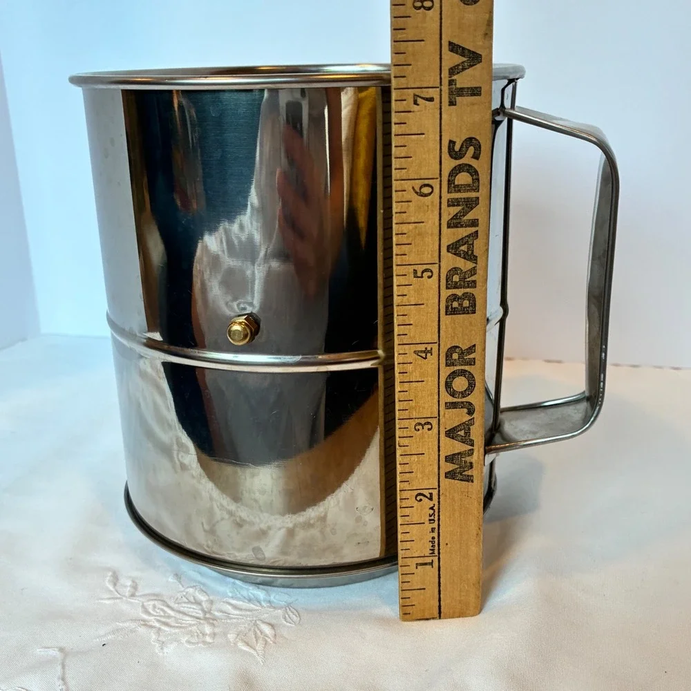 Flour Sifter Stainless Steel 8 Cup Hand Crank Baking Pastry Chef Large Capacity